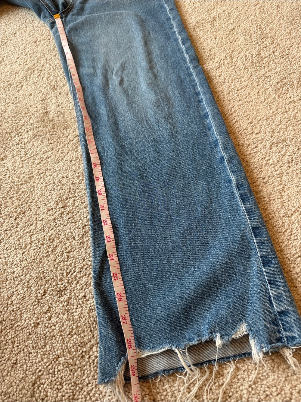 American Eagle Curvy High Rise Stovepipe Medium Wash Cut Off Jeans - Picture 8 of 9